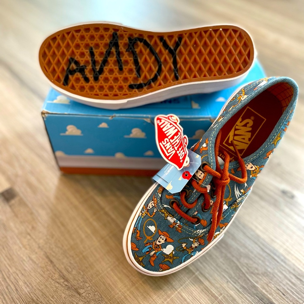 VANS Authentic Toy Story Woody denim shoes NWT, size 5.5